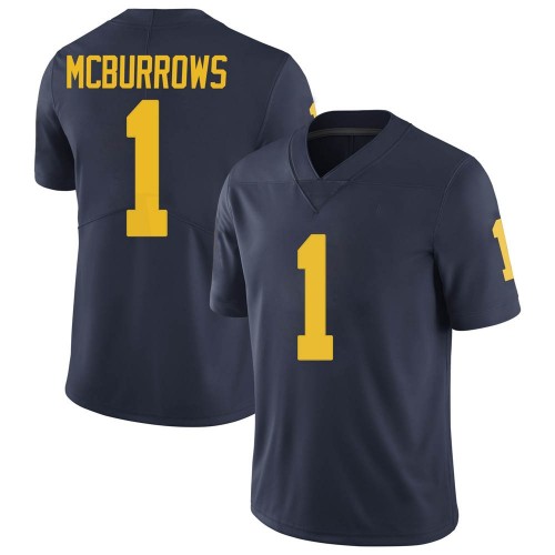 JaDen Mcburrows Michigan Wolverines Men's NCAA #1 Navy Limited Brand Jordan College Stitched Football Jersey NMW1754BP